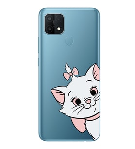 Oppo A15 / A15S Uyumlu Marie Kedicik Desenli Şeffaf Telefon Kılıfı
