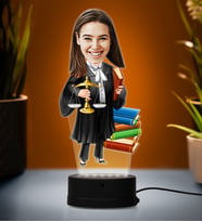 Doğum Günü Hediyesi,Sevgiliye Hediye, Kişiye Özel Fotoğraflı Kadın Avukat Karikatür 3D Led Lamba (Beyaz)