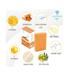 Anatolia Soap Kojik Asit Zerdeçal Sabunu Hücre Yenileyici Ciltteki Lekeleri Giderici Kolajen Etkisi Hyaluronik