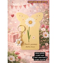 Butterfly  Papatya Anahtarlık - Anneler Günü Hediyesi - Özel Konsept Kartlı - Sabit Yazı 10 Adet