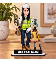 Fotoğraftan Kişiye Özel Harita Mühendisi Karikatürlü 18 cm MDF Masaüstü Biblo - Geomatik Mühendisi Hediyesi Mühendise ve Teknik Meslek Sahibine Hediye