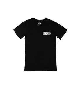 Beyaz One Piece Cep Logo Tasarımlı Siyah Tişört
