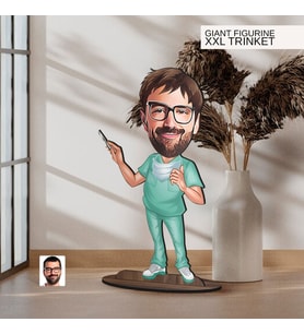 BK Gift Kişiye Özel Doktor Karikatürlü Büyük Boy Ahşap Biblo-6 Arkadaşa Hediye , Sevgiliye Hediye, Kişiye Özel Biblolar