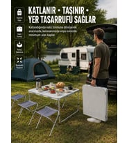 Ayarlanabilir Yükseklikli Kamp Ve Piknik Masası 4 Kişilik Katlanabilir Masa Seti