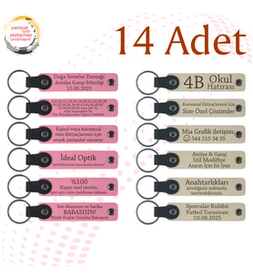 Pembe & S Kahve, 14’lü Set, Kişiselleştirilebilir Anahtarlık, Kına Gecesi Misafirlerine Anlamlı Anı