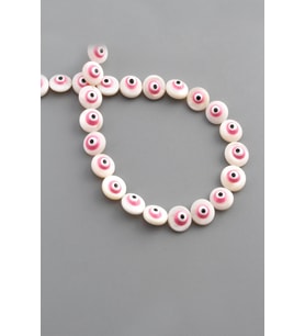 Sedef Doğal Taş Parlak Pembe Daire Kesim 9x3mm Dizi [AA]