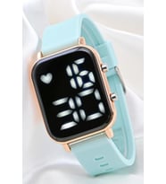 Pinkoli Turkuaz Silikon Kordonlu Led Watch Genç Kız Kadın Kol Saati ST-304104