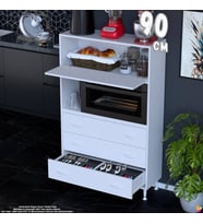 Eliusta Nola 90 cm Fırın Dolabı Üstü Kapaklı 3 Çekmeceli Çok Amaçlı Mutfak Kiler Banyo Dolabı 90x150x32 cm