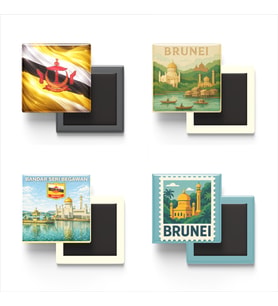 Buzdolap Magnetleri - Brunei Bandar Seri Begavan - 4'lü Set Magneti