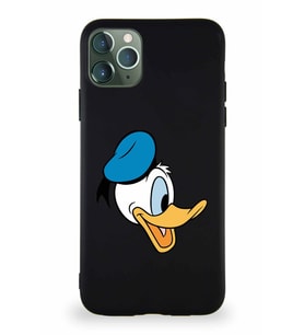 Apple iPhone 11 Pro Max Soft Premier Kapak Donald Duck-F Tasarımlı Silikon Kılıf - Siyah (Şeffaf)
