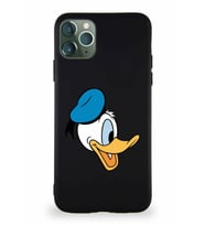 Apple iPhone 11 Pro Max Soft Premier Kapak Donald Duck-F Tasarımlı Silikon Kılıf - Siyah (Şeffaf)