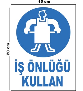 Metal İş Önlüğü Kullan 15cm x 20cm Uyarı Levhası Yönlendirme Tabelası