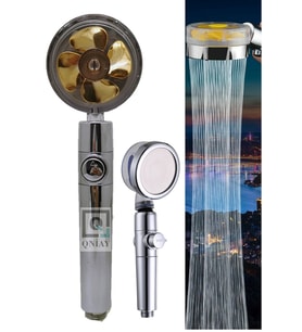 Duş Başlığı Turbo Gold Pervaneli New Tasarım Start Stop Tuşu Duş Başlığı 360 Derece Döner
