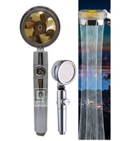 Duş Başlığı Turbo Gold Pervaneli New Tasarım Start Stop Tuşu Duş Başlığı 360 Derece Döner