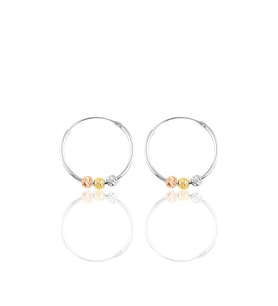 Söğütlü Silver Gümüş  18 mm renkli doricalı halka küpe (Gümüş)