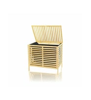 KALIN AHŞAP BAMBU KİRLİ ÇAMAŞIR SEPETİ SİYAH KUMAŞ ÇANTALI SEPET=50X38X55CM (5343)