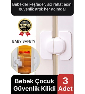 Özel Üretim Çekmece Buzdolabı Pencere Dolap Sabitleyici Çocuk Bebek Koruyucu Güvenlik Kilidi 3 Adet