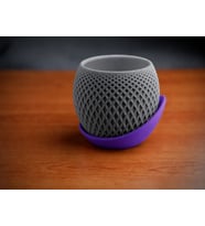 3D Baskı Küre Saksı - Kafes Dokulu İki Parçalı Dekoratif Saksı - Gri-Mor