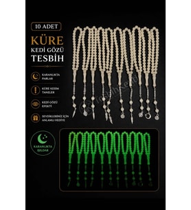 10 Adet Küre Tane Kedi Gözü Tesbih