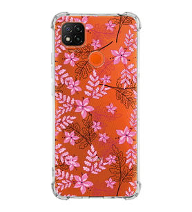 Xiaomi Redmi 10A Köşe Korumalı Antişok Kapak Floral Pembe Tasarımlı Şeffaf Silikon Kılıf