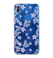 PrintiFy Huawei P Smart Z Uyumlu Kamera Korumalı Floral Lila Tasarımlı Şeffaf Silikon Kılıf