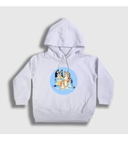 Presmono Unisex Çocuk Beyaz Bluey Ailesi Bandit Chili Kapüşonlu Sweatshirt 450942tt