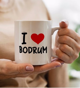 BK Gift I Love Bodrum Tasarımlı Beyaz Kupa Bardak