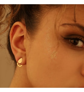 DKMN Gümüş Ear Jacket Damla Biçimli Küpe 925 Ayar Kadın Gümüş Küpe (Gold)