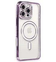 Newface Apple iPhone 16 Pro Kılıf Joke Simli Magneticsafe Kılıf - Derin Mor