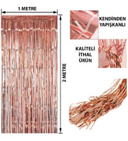 Rose Gold Püsküllü Kapı Perdesi - Parti, Bekarlığa Veda, Doğum Günü 1x2 m