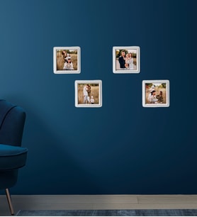 Kişiye Özel 4 Adet 8,5x8.5 Sök Tak Fotoğraflı Beyaz Çerçeve
