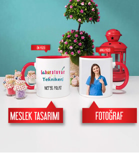 Laboratuvar Teknikeri Kupa Bardak Kırmızı Fotoğraflı