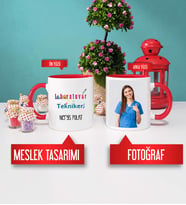 Laboratuvar Teknikeri Kupa Bardak Kırmızı Fotoğraflı