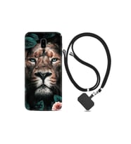 Samsung Galaxy J6 Plus Kılıf Desenli Silikon Ipli Boyun Askılı Leon Flowers 1333