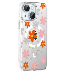 Iphone 14 Floral Magsafe Kapak - Turuncu