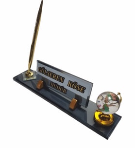 Kristal Masa İsimliği Ofis Büro Makam Hediyesi M557-FGOLD