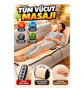 Isıtmalı Titreşimli Tüm Vücut Masaj Minderi – Katlanabilir ve Uzaktan Kumandalı