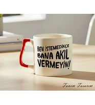 Kırmızı Kulp - Lüks Kupa Kahve Çay Fincanı Hediye Kupa Ofis ve Ev Için Dekoratif Şık Bardak
