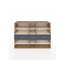 Kronos Dolap 9 Raflı 3 Çekmeceli  220x59x163 Çam-Aytaşı/Antrasit