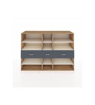 Kronos Dolap 9 Raflı 3 Çekmeceli  220x59x163 Çam-Aytaşı/Antrasit