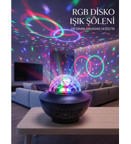 RGB Bluetooth Disko Lambası Dahili Hoparlörlü Müzikli Parti Işığı USB ve TF Kartlı