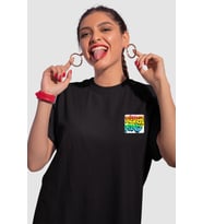 Unisex Renkli Graffiti Baskılı Oversize Beyaz T-shirt (Siyah)