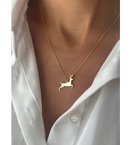 Kişiye Özel 925 Ayar Gümüş Tasarım Ceylan Figürlü Kolye (Gold)