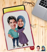 BK Gift Kişiye Özel Sevgililer Karikatürlü Taşınabilir Koruyucu Tablet Kılıfı & Organizer Çanta - Pembe-61