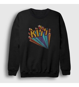 Presmono Unisex Siyah Retro Kiss Sweatshirt 91671tt