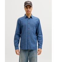 JJESUMMER LINEN BLEND SHIRT L/S SN Navy Blazer