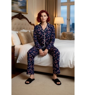 Kadın Desenli Pamuklu Pijama Takımı Homewear Koleksiyonu Fonksiyonel Dayanıklı Kaliteli Şık