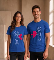 Puzzle Kalp Çöp Adam Sevgili Kombin Tişörtü (2 Adet)