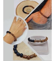 Venge Ağacı & Oniks Taşı 8mm Unisex Tasarım Bileklik Hawaii Model (5136)
