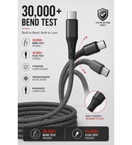 Lexroo Type C-C, 2Metre ÖRGÜLÜ 60Watt PD Hızlı Şarj Kablosu, Wahoo (1Ad x 2Metre Füme)